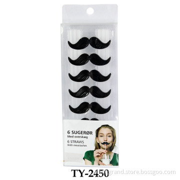 6 Straws with Moustaches